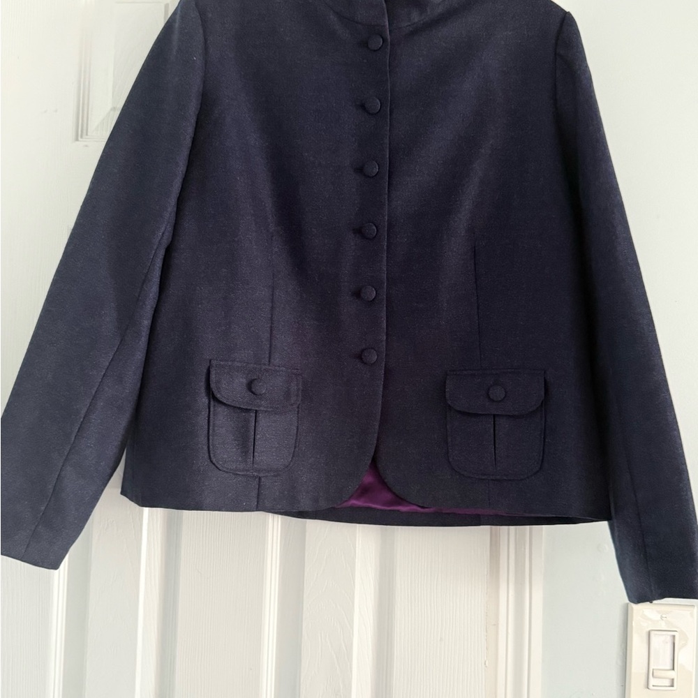 Teresa Crowninshield Midnight Blue Blazer with Violet Interior - Picture 4 of 13